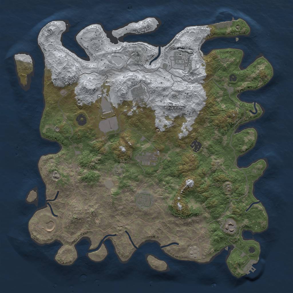 Rust Map: Procedural Map, Size: 4000, Seed: 758466, 18 Monuments