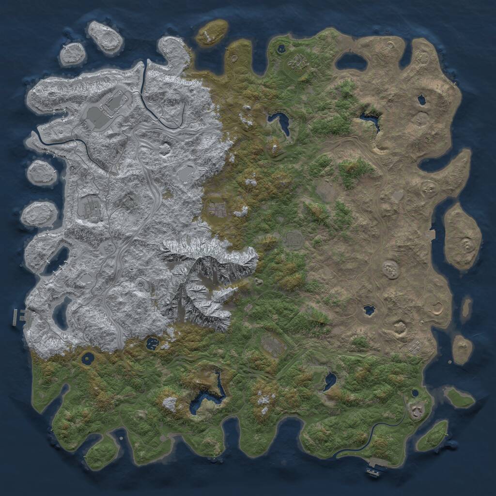 Rust Map: Procedural Map, Size: 6000, Seed: 284767103, 17 Monuments