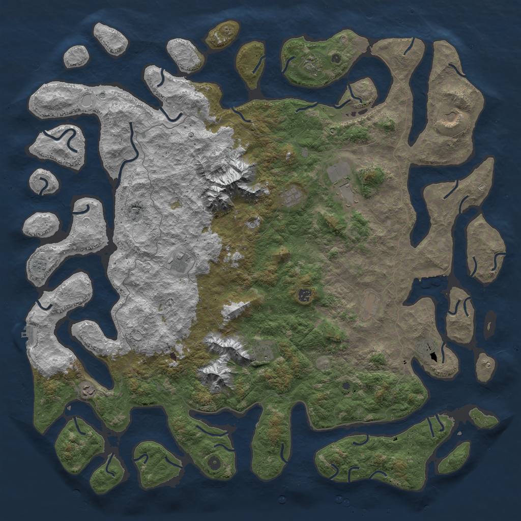 Rust Map: Procedural Map, Size: 6000, Seed: 284767103, 19 Monuments