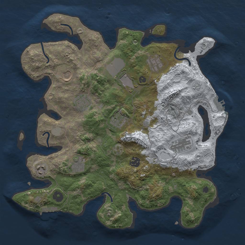 Rust Map: Procedural Map, Size: 3500, Seed: 16250861, 17 Monuments