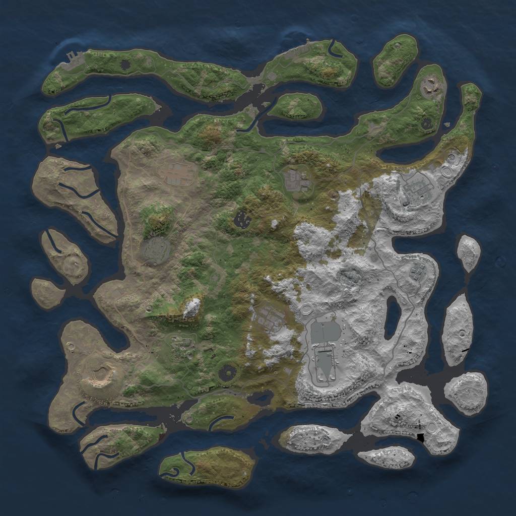 Rust Map: Procedural Map, Size: 4500, Seed: 1604892106, 19 Monuments