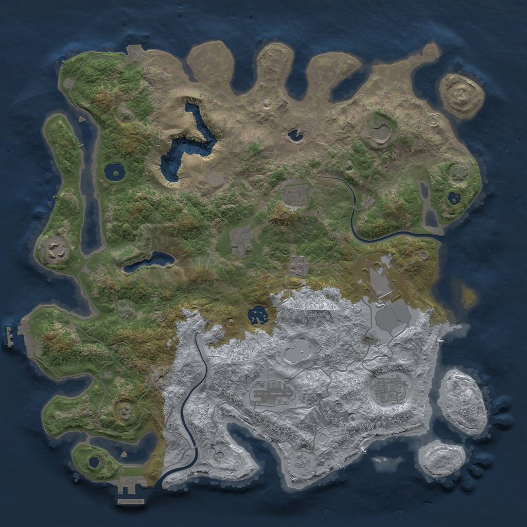 Rust Map: Procedural Map, Size: 4000, Seed: 3612, 15 Monuments