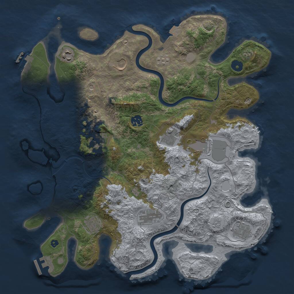 Rust Map: Procedural Map, Size: 3800, Seed: 300013, 16 Monuments