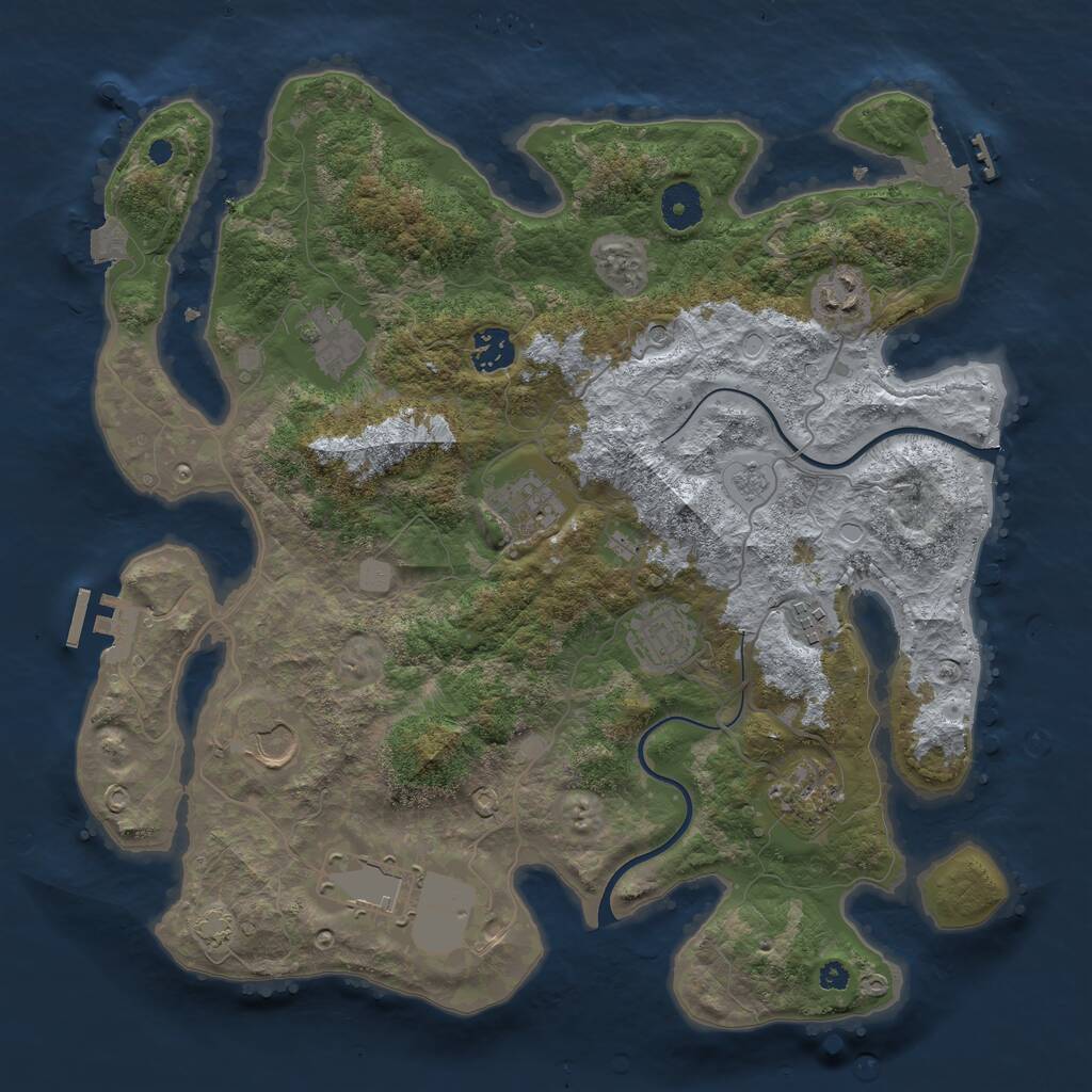 Rust Map: Procedural Map, Size: 3700, Seed: 108321523, 15 Monuments