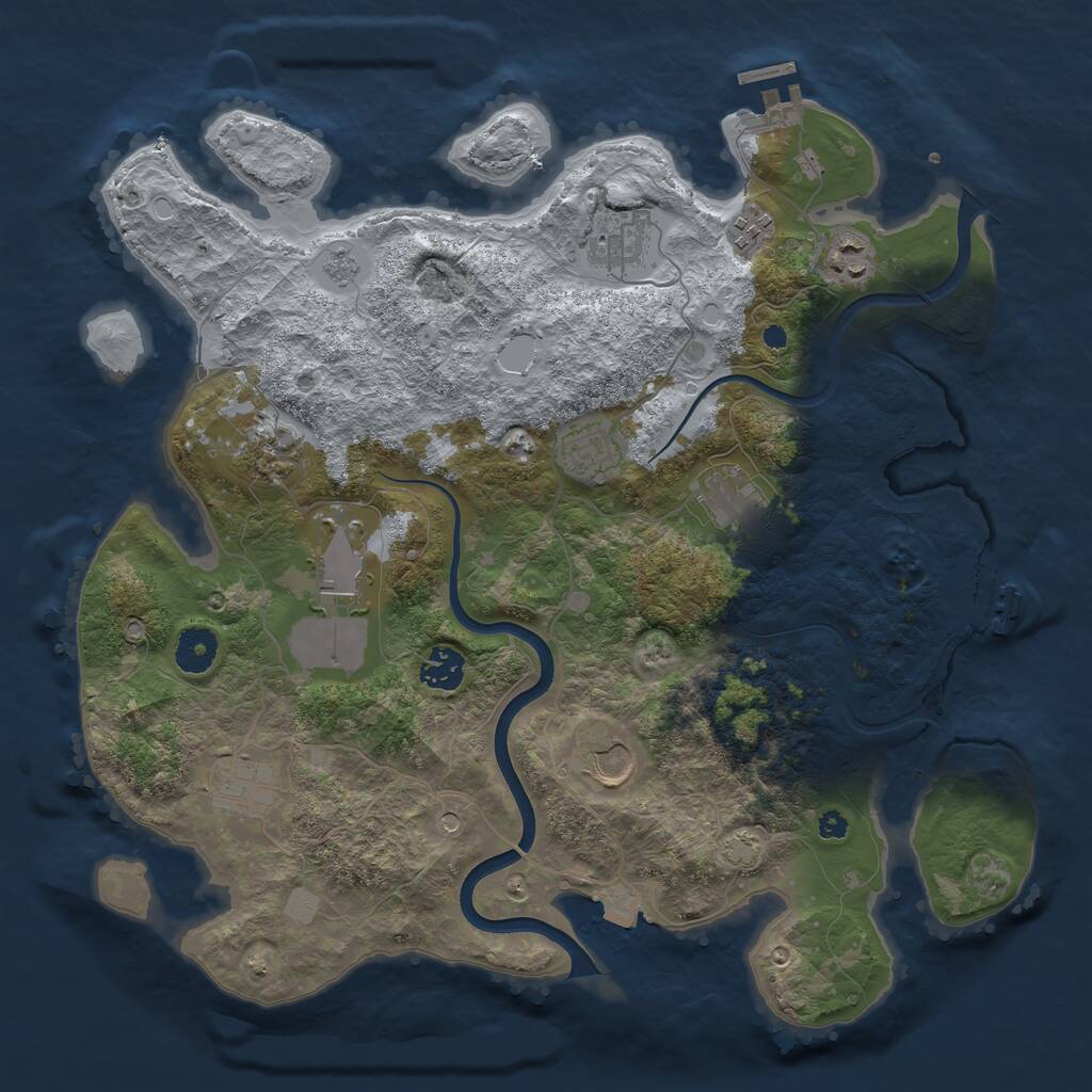 Rust Map: Procedural Map, Size: 3750, Seed: 6780356, 16 Monuments