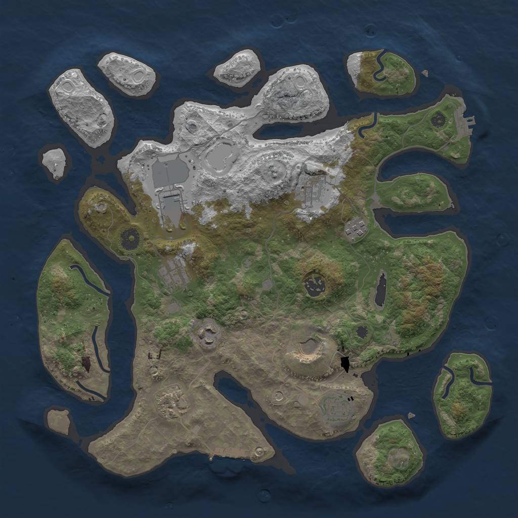 Rust Map: Procedural Map, Size: 3750, Seed: 6780356, 17 Monuments