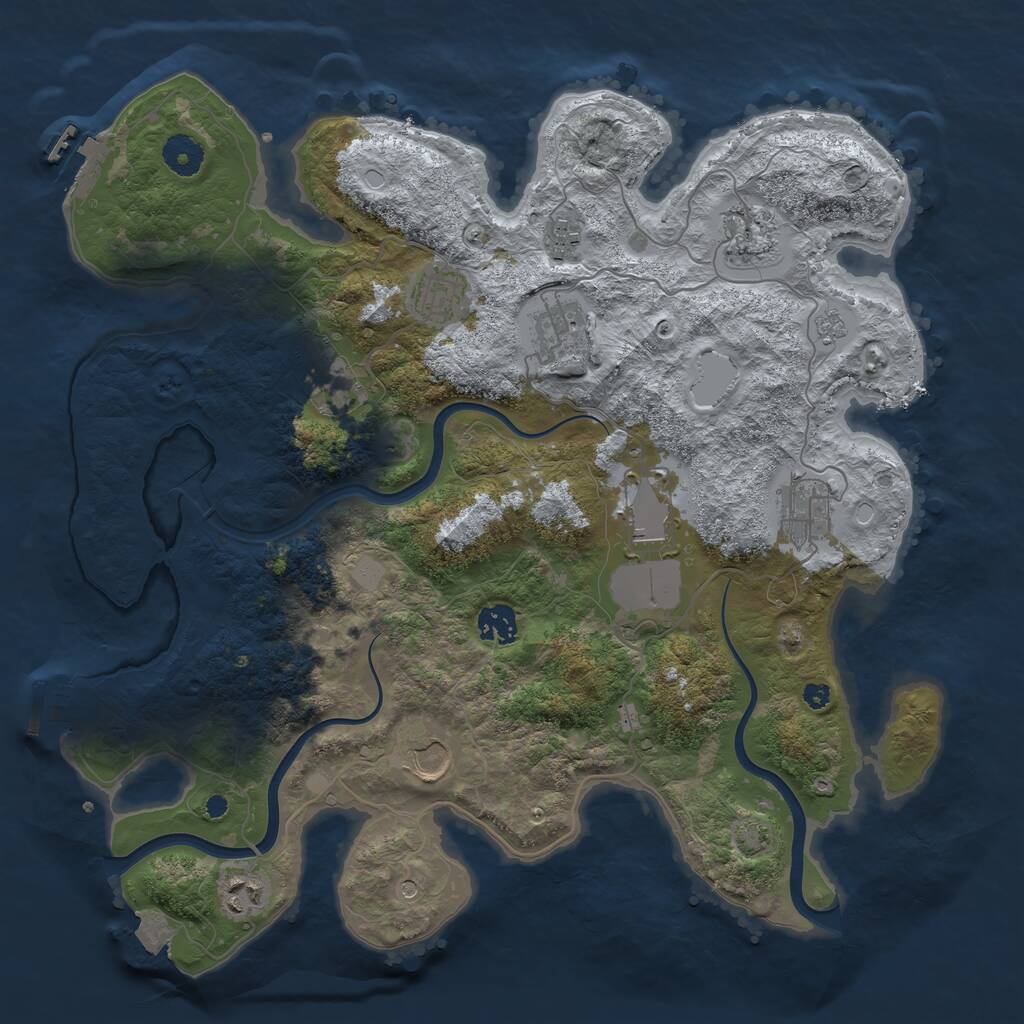 Rust Map: Procedural Map, Size: 3800, Seed: 427270978, 16 Monuments