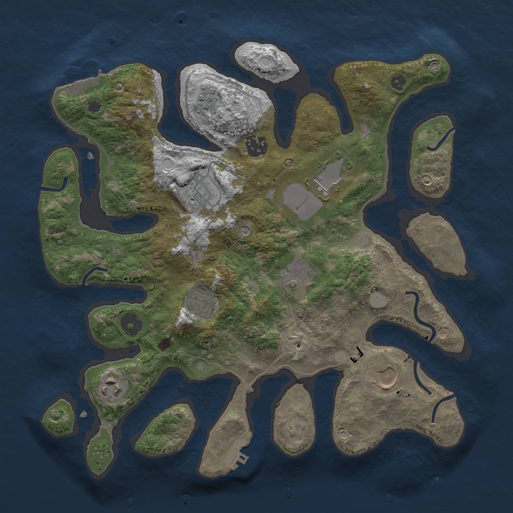 Rust Map: Procedural Map, Size: 3500, Seed: 32165469, 16 Monuments