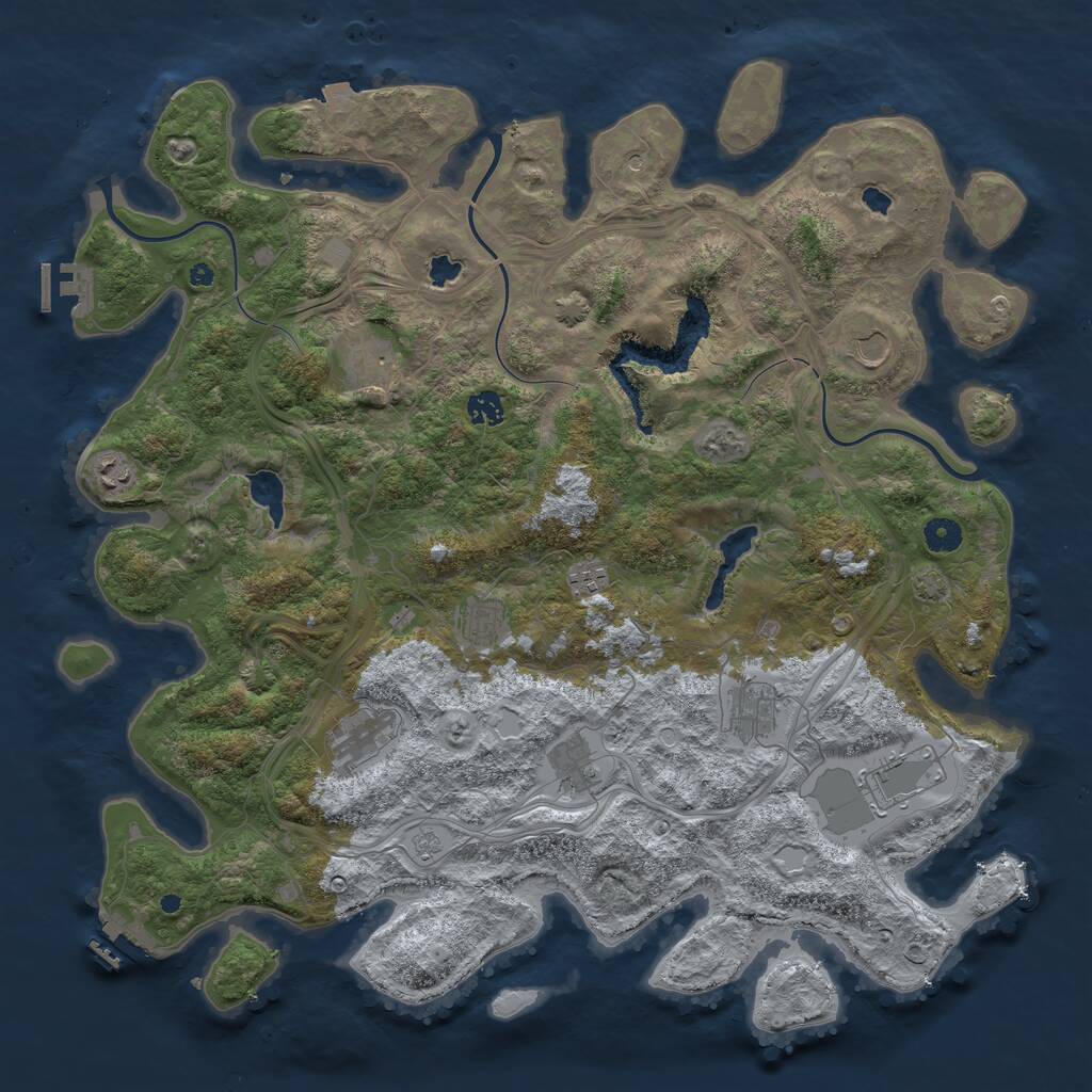 Rust Map: Procedural Map, Size: 4500, Seed: 588458769, 16 Monuments