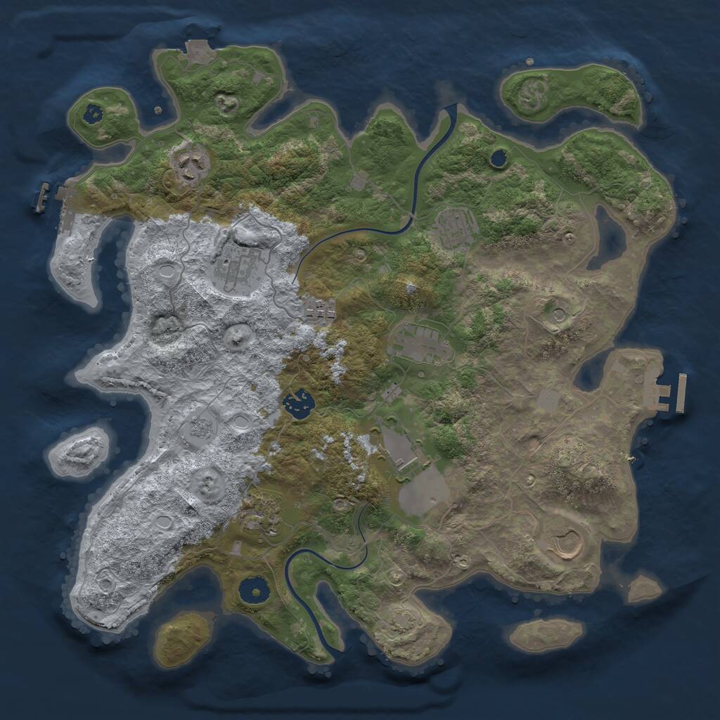 Rust Map: Procedural Map, Size: 3700, Seed: 757044775, 15 Monuments