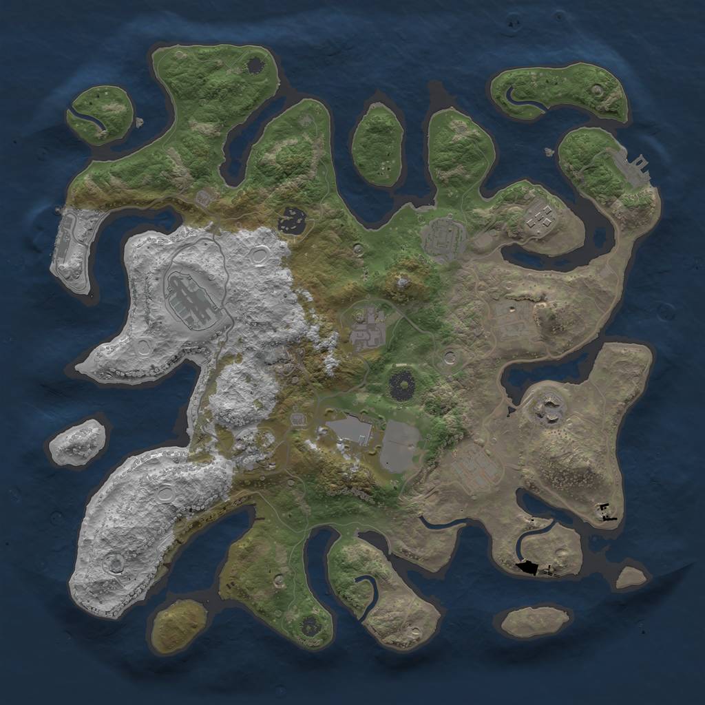 Rust Map: Procedural Map, Size: 3700, Seed: 757044775, 18 Monuments