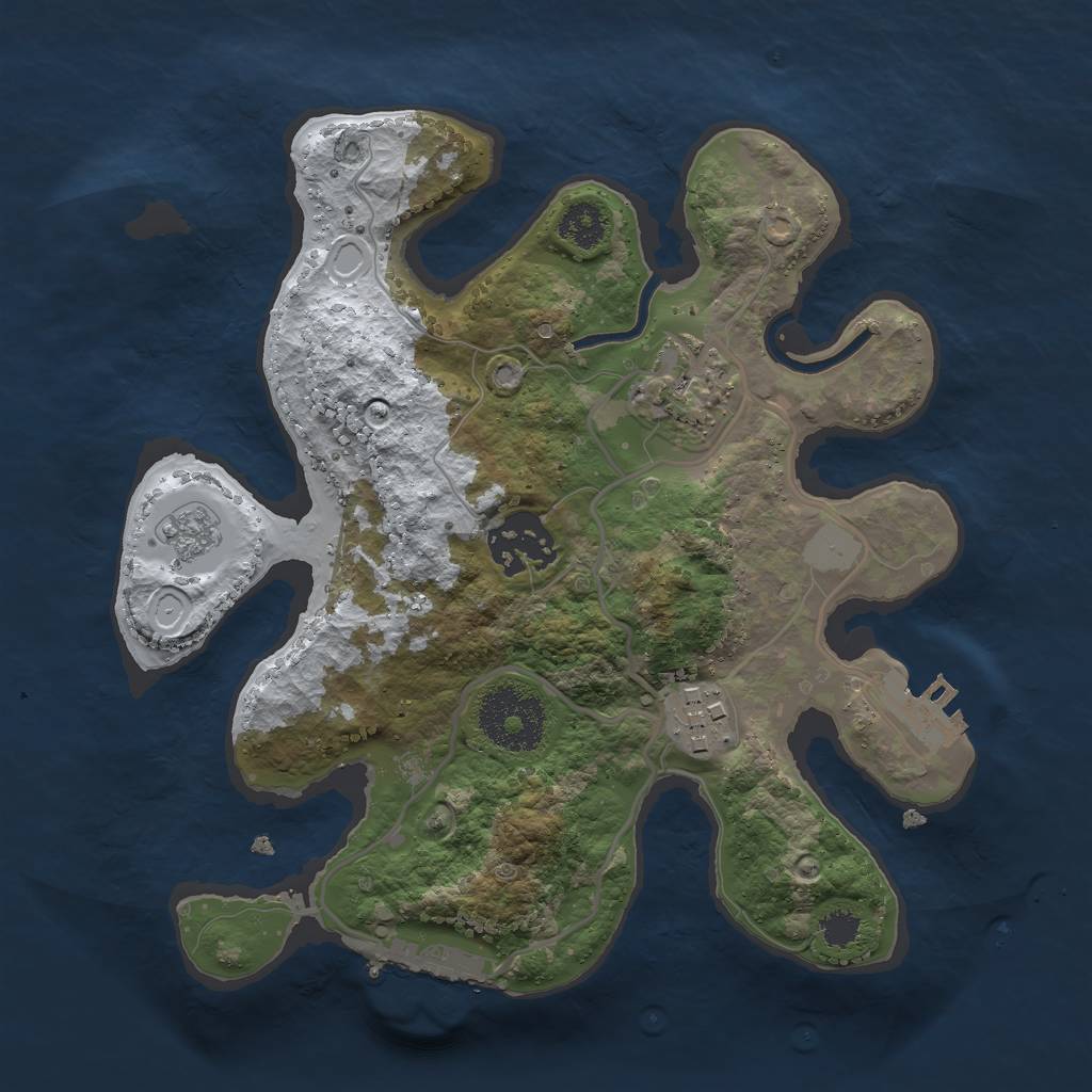 Rust Map: Procedural Map, Size: 2500, Seed: 24921, 11 Monuments