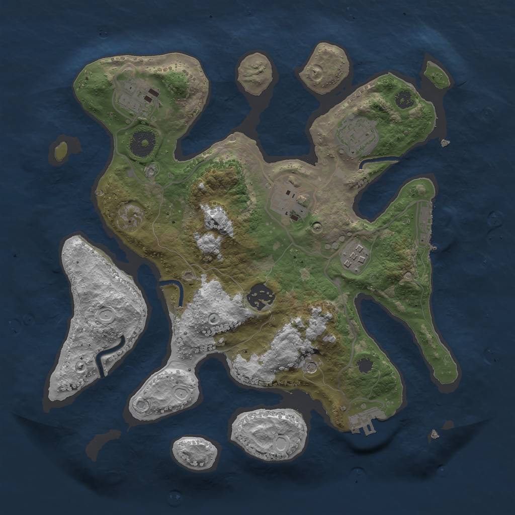 Rust Map: Procedural Map, Size: 3000, Seed: 597044, 13 Monuments