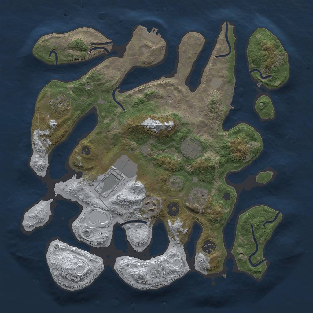 Rust Map: Procedural Map, Size: 3500, Seed: 685298375, 15 Monuments