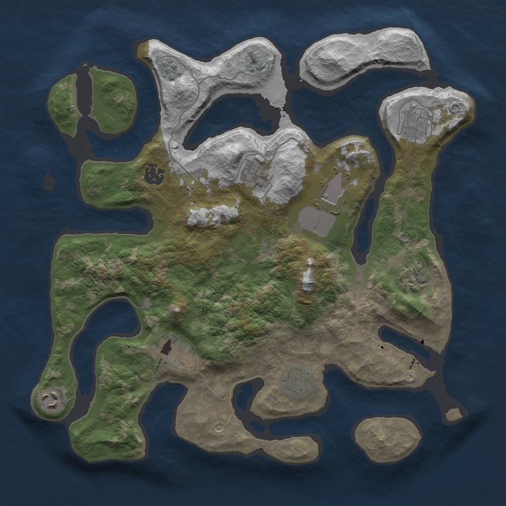 Rust Map: Barren, Size: 3750, Seed: 98963423, 12 Monuments