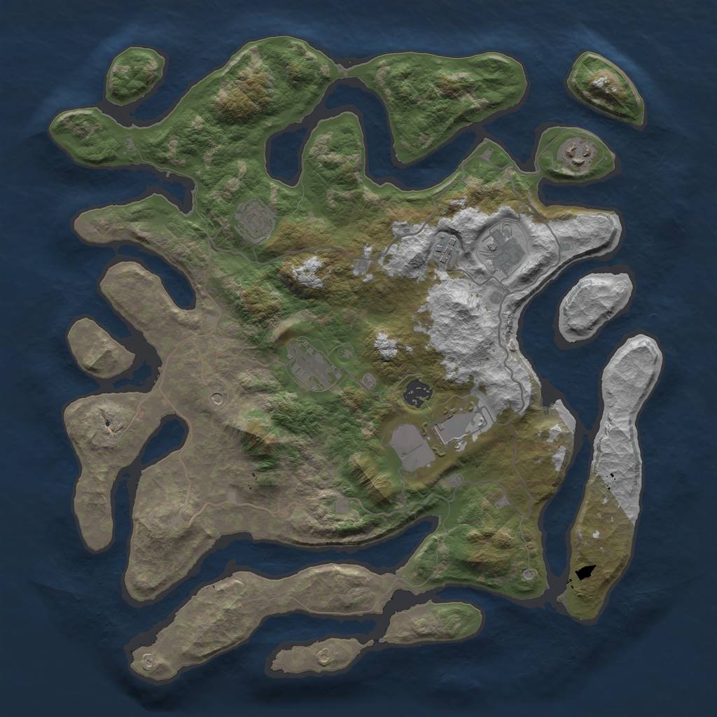 Rust Map: Barren, Size: 4000, Seed: 1259040131, 10 Monuments