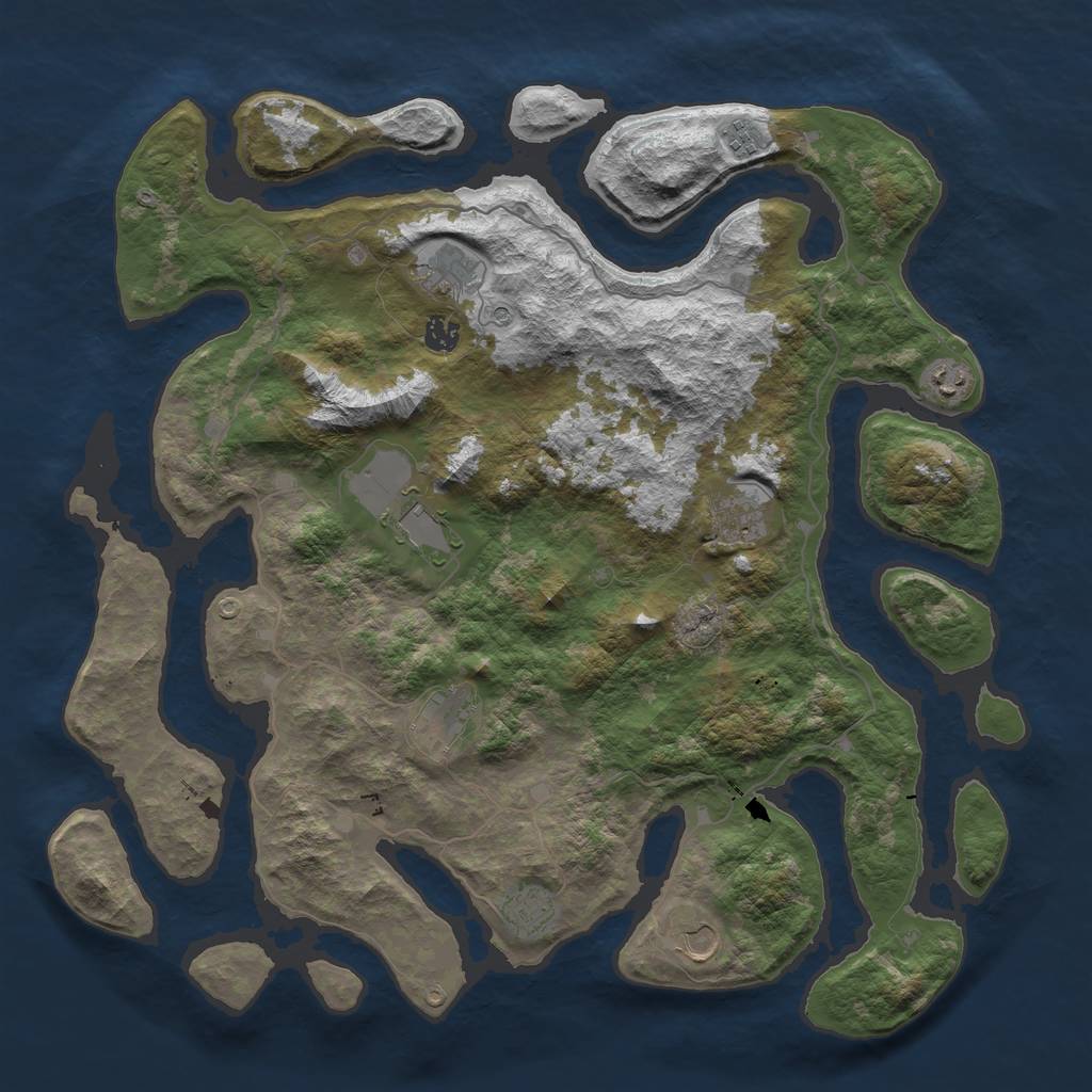 Rust Map: Barren, Size: 4500, Seed: 42409, 12 Monuments