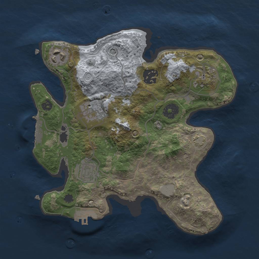 Rust Map: Procedural Map, Size: 2500, Seed: 5121, 12 Monuments