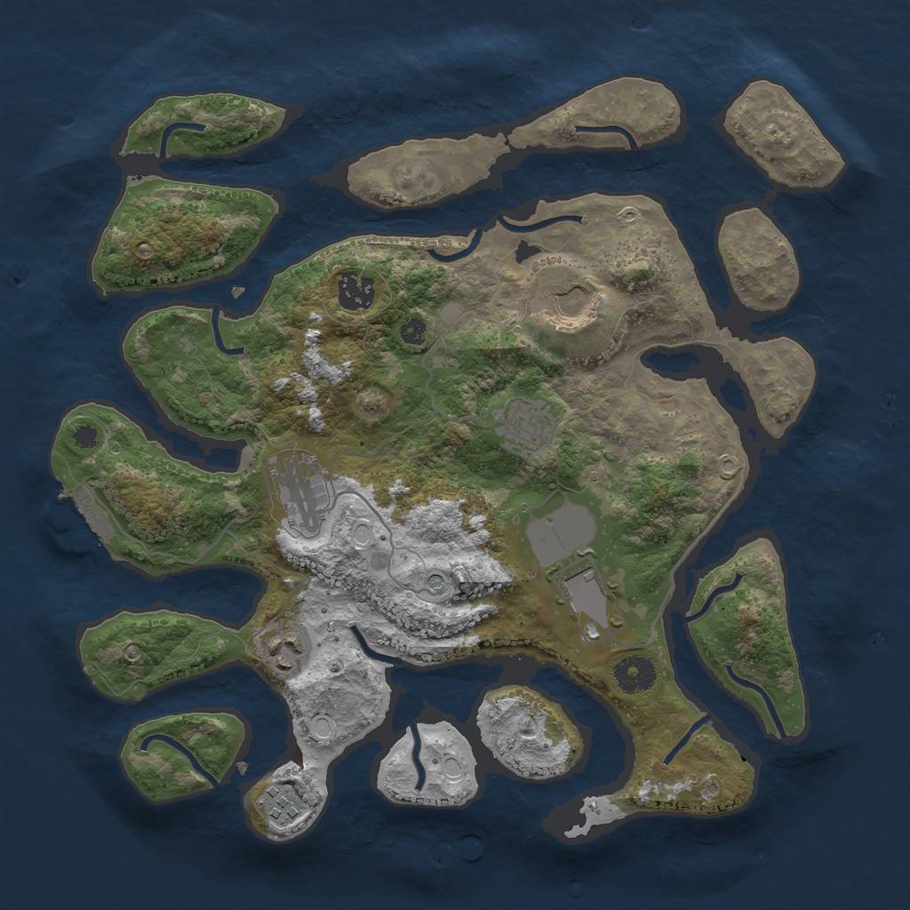 Rust Map: Procedural Map, Size: 3500, Seed: 204877570, 14 Monuments