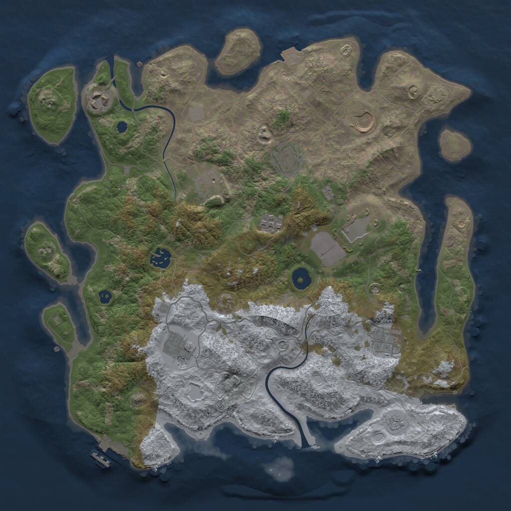 Rust Map: Procedural Map, Size: 3800, Seed: 2561, 14 Monuments