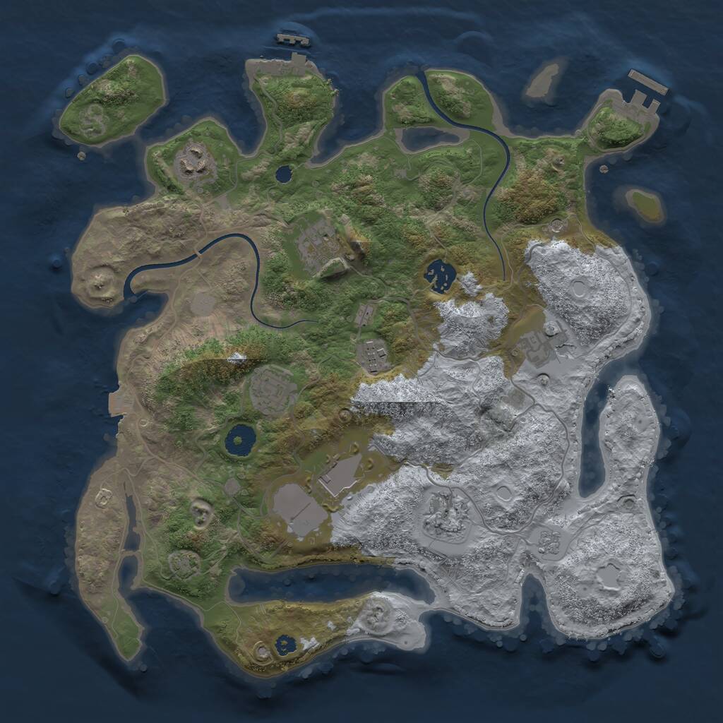 Rust Map: Procedural Map, Size: 3500, Seed: 21479173, 14 Monuments