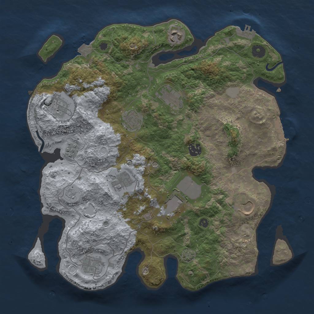 Rust Map: Procedural Map, Size: 3500, Seed: 164242736, 18 Monuments