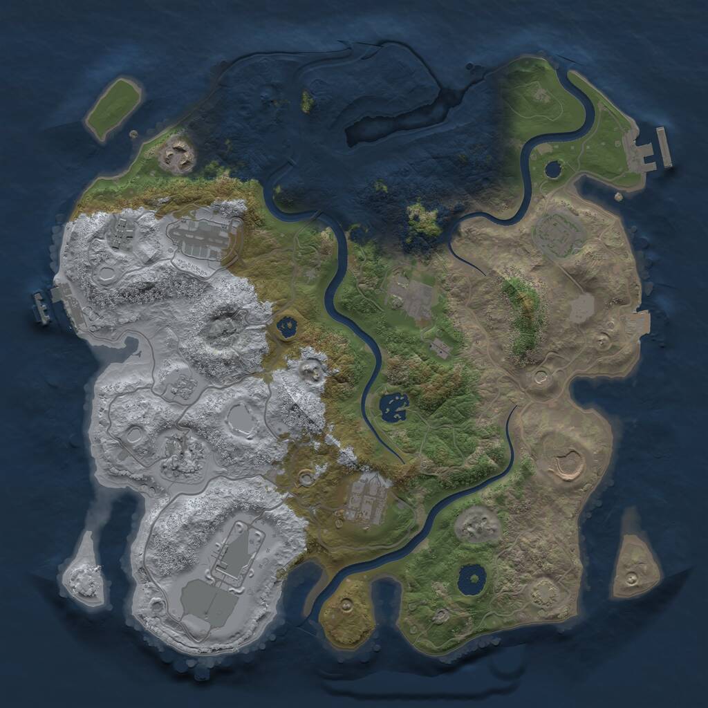Rust Map: Procedural Map, Size: 3500, Seed: 164242736, 16 Monuments