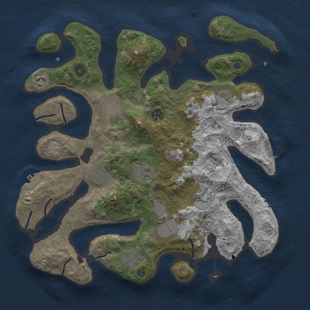 Rust Map: Procedural Map, Size: 3875, Seed: 578118698, 18 Monuments