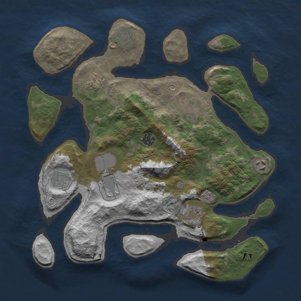 Rust Map: Barren, Size: 3700, Seed: 1663839452, 12 Monuments