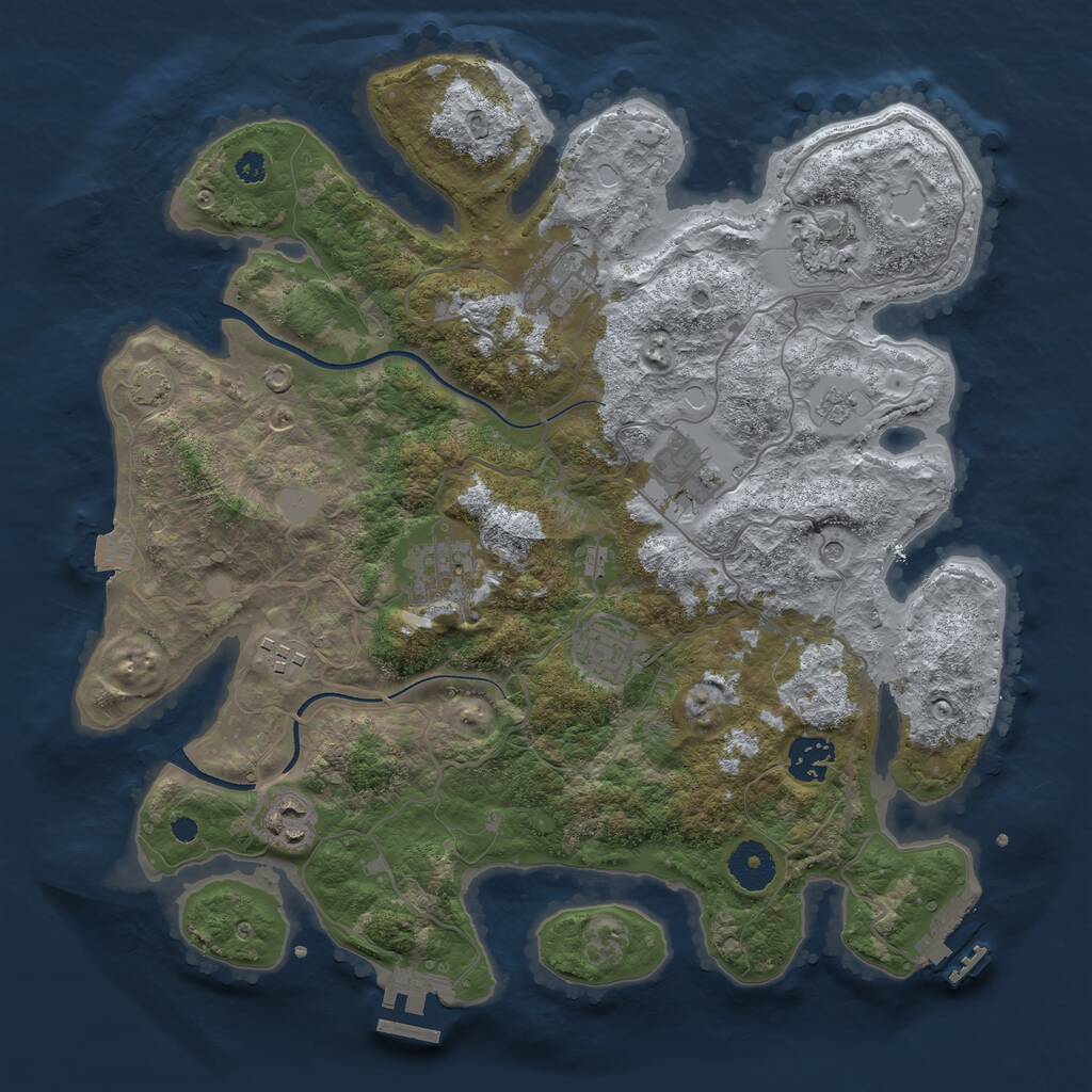Rust Map: Procedural Map, Size: 3500, Seed: 582565666, 14 Monuments
