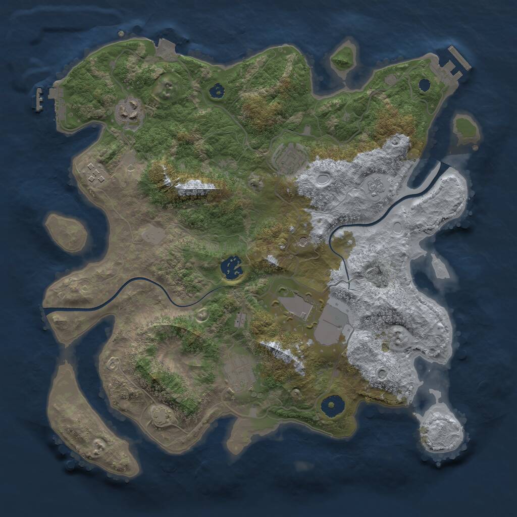 Rust Map: Procedural Map, Size: 3500, Seed: 1634123412, 12 Monuments