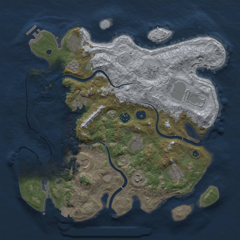 Rust Map: Procedural Map, Size: 3700, Seed: 1868757550, 16 Monuments
