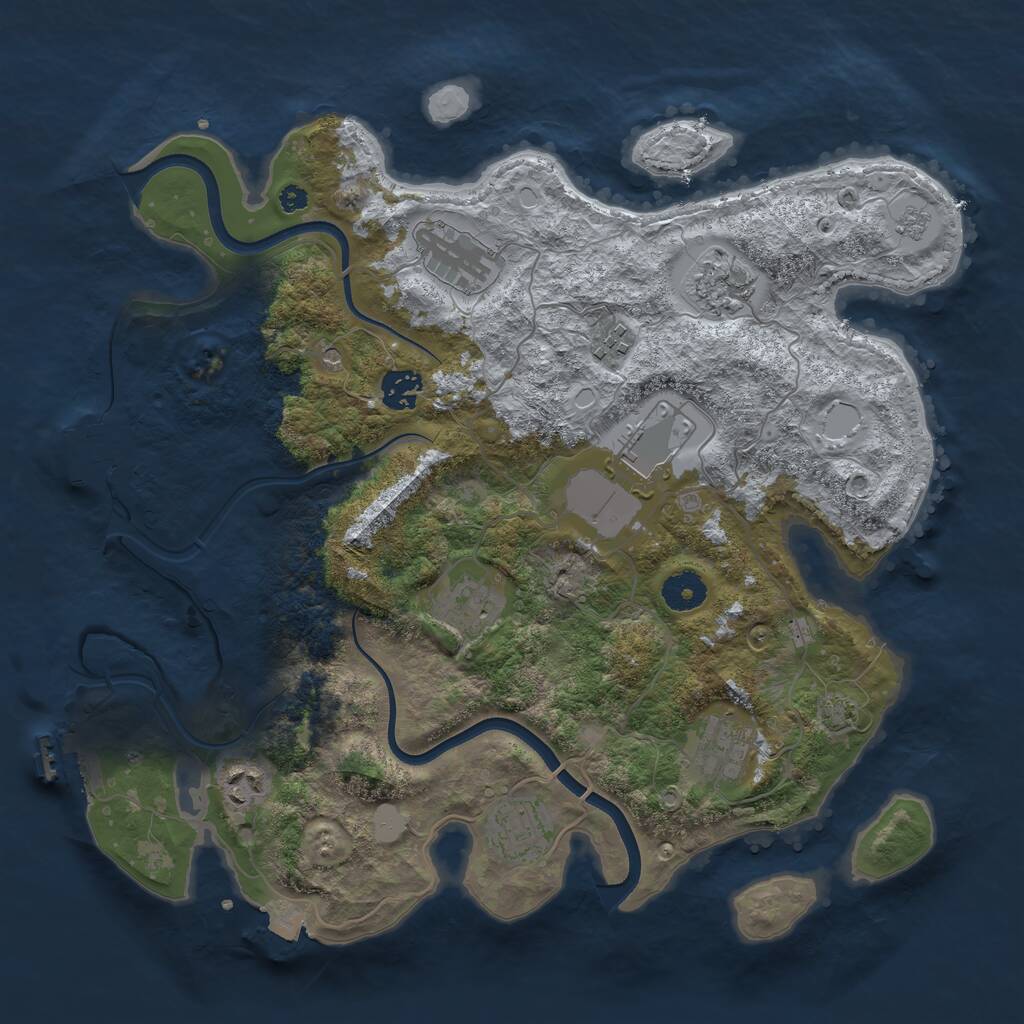 Rust Map: Procedural Map, Size: 3700, Seed: 1868757550, 15 Monuments