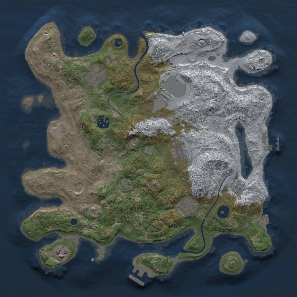 Rust Map: Procedural Map, Size: 3500, Seed: 9548, 14 Monuments