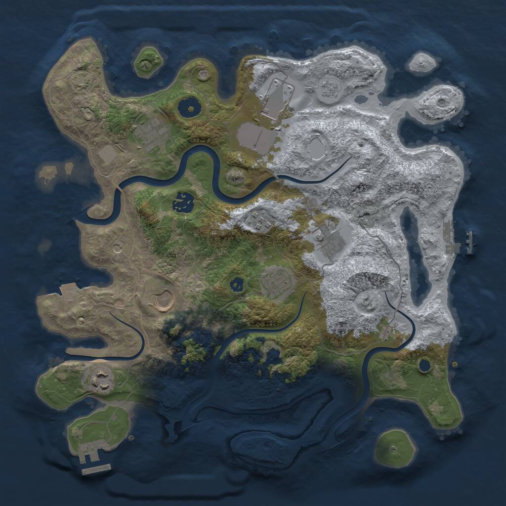Rust Map: Procedural Map, Size: 3500, Seed: 9548, 14 Monuments