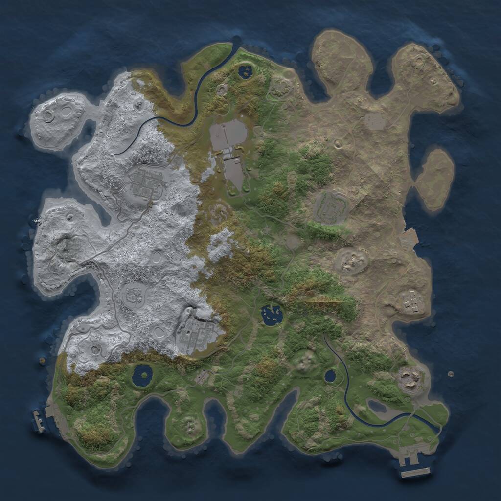 Rust Map: Procedural Map, Size: 3500, Seed: 437023315, 13 Monuments