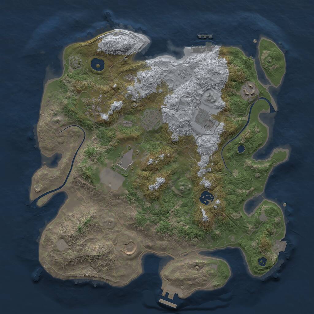 Rust Map: Procedural Map, Size: 3500, Seed: 1729180269, 13 Monuments