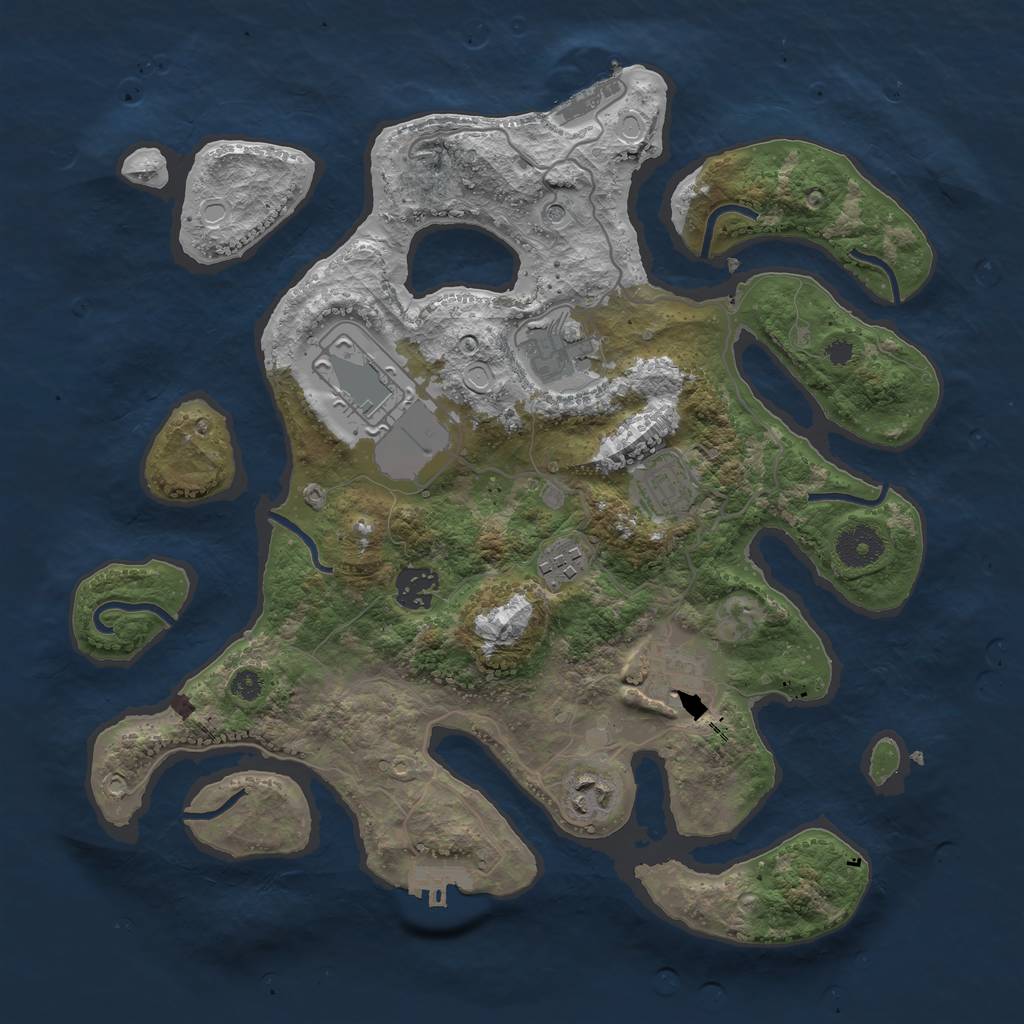 Rust Map: Procedural Map, Size: 3500, Seed: 44178306, 15 Monuments
