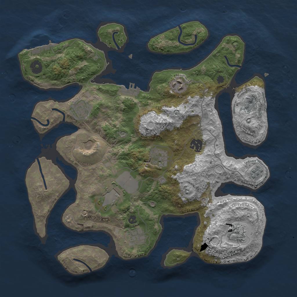 Rust Map: Procedural Map, Size: 3500, Seed: 1484623876, 17 Monuments