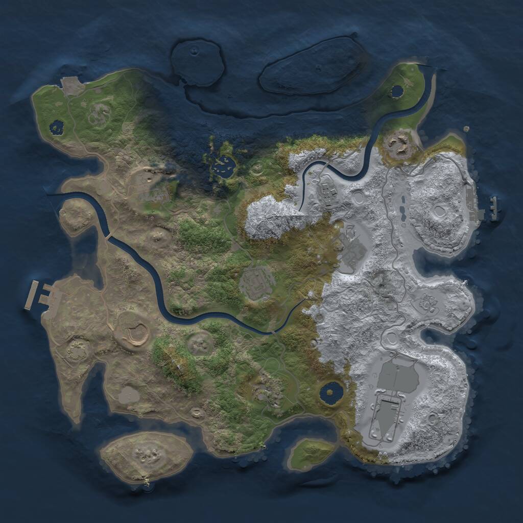 Rust Map: Procedural Map, Size: 3500, Seed: 1484623876, 14 Monuments