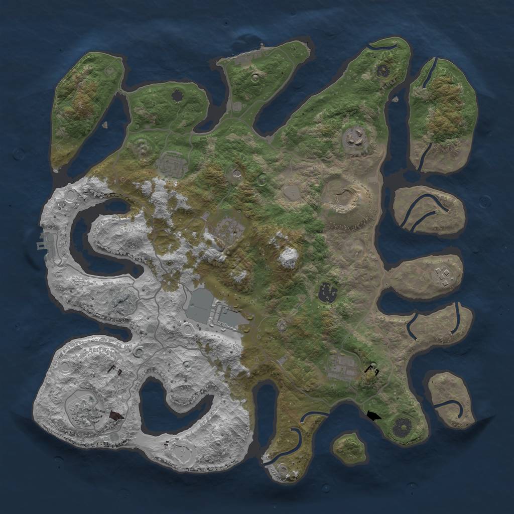 Rust Map: Procedural Map, Size: 4000, Seed: 421310054, 17 Monuments