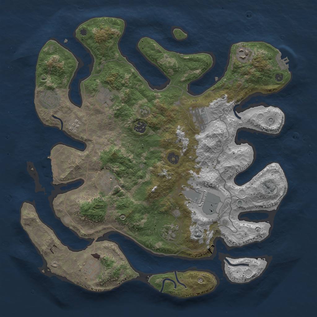 Rust Map: Procedural Map, Size: 4000, Seed: 452798519, 18 Monuments