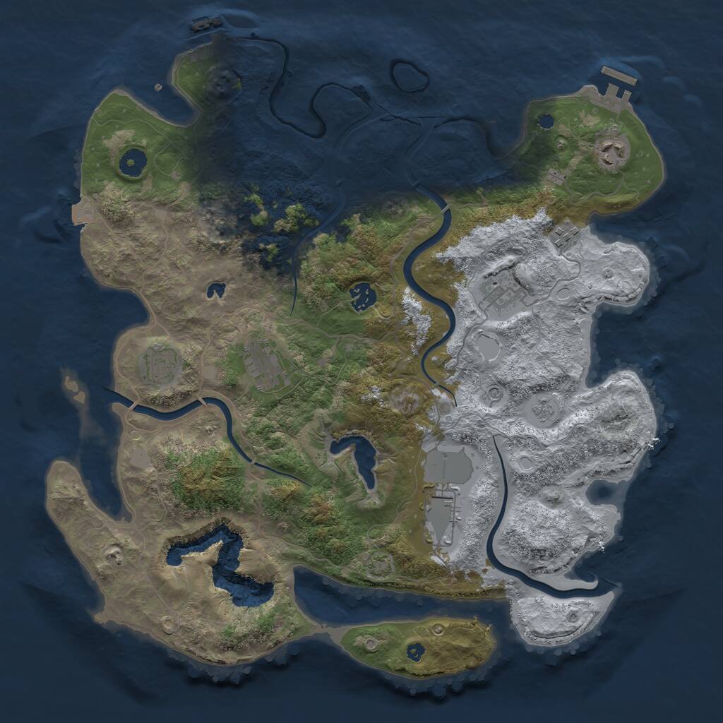 Rust Map: Procedural Map, Size: 4000, Seed: 452798519, 13 Monuments