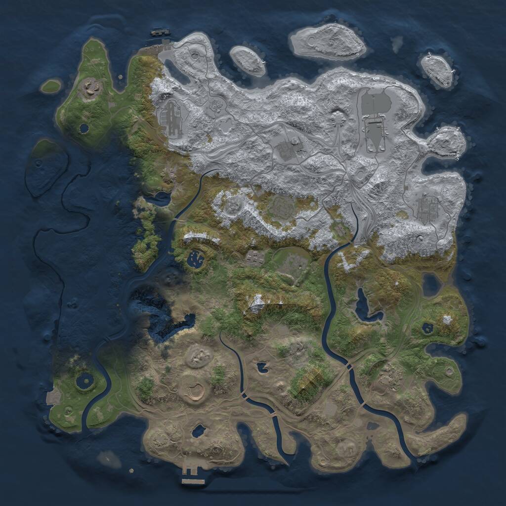 Rust Map: Procedural Map, Size: 4500, Seed: 717190841, 17 Monuments