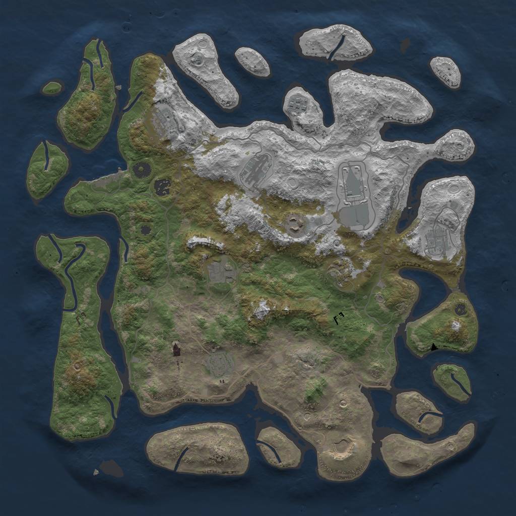 Rust Map: Procedural Map, Size: 4500, Seed: 717190841, 18 Monuments