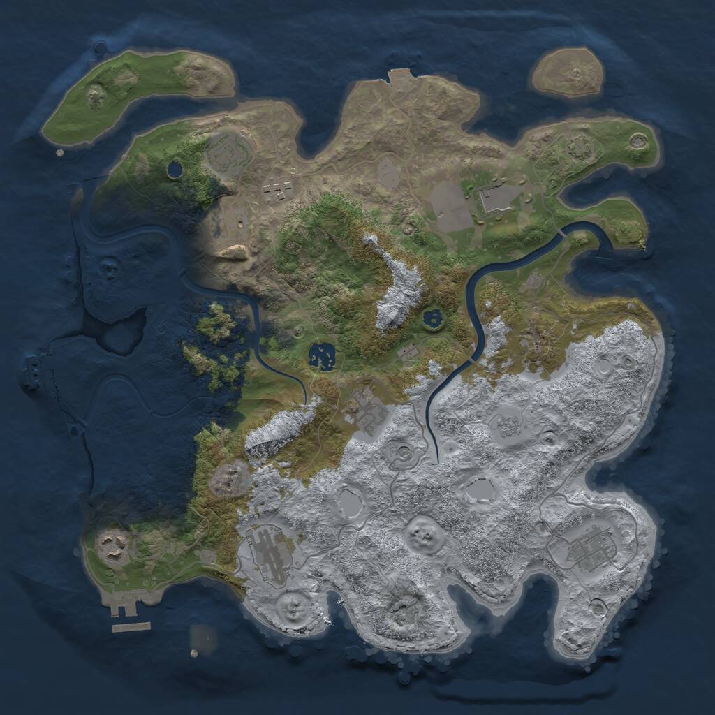 Rust Map: Procedural Map, Size: 3750, Seed: 238277491, 16 Monuments
