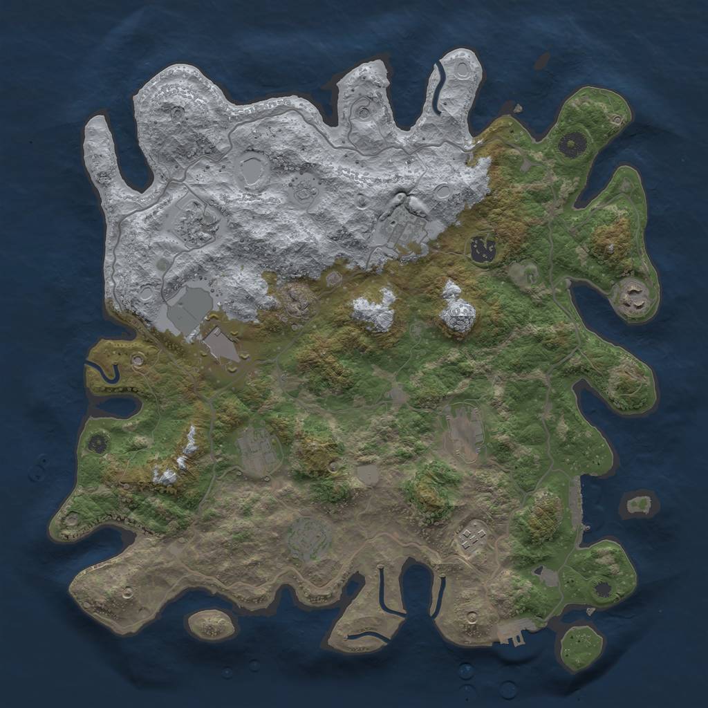 Rust Map: Procedural Map, Size: 4000, Seed: 1393697922, 18 Monuments