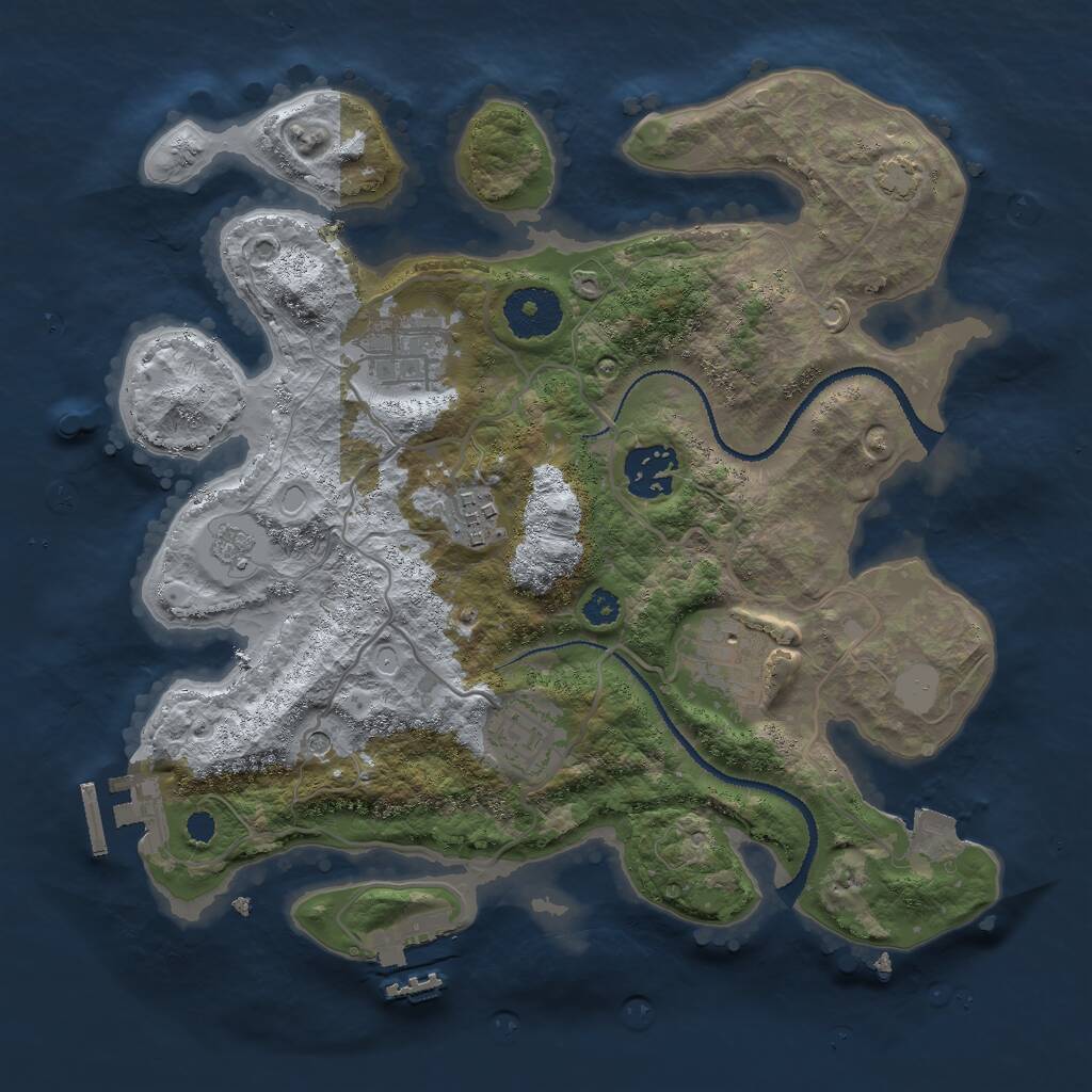 Rust Map: Procedural Map, Size: 3000, Seed: 1647243851, 11 Monuments