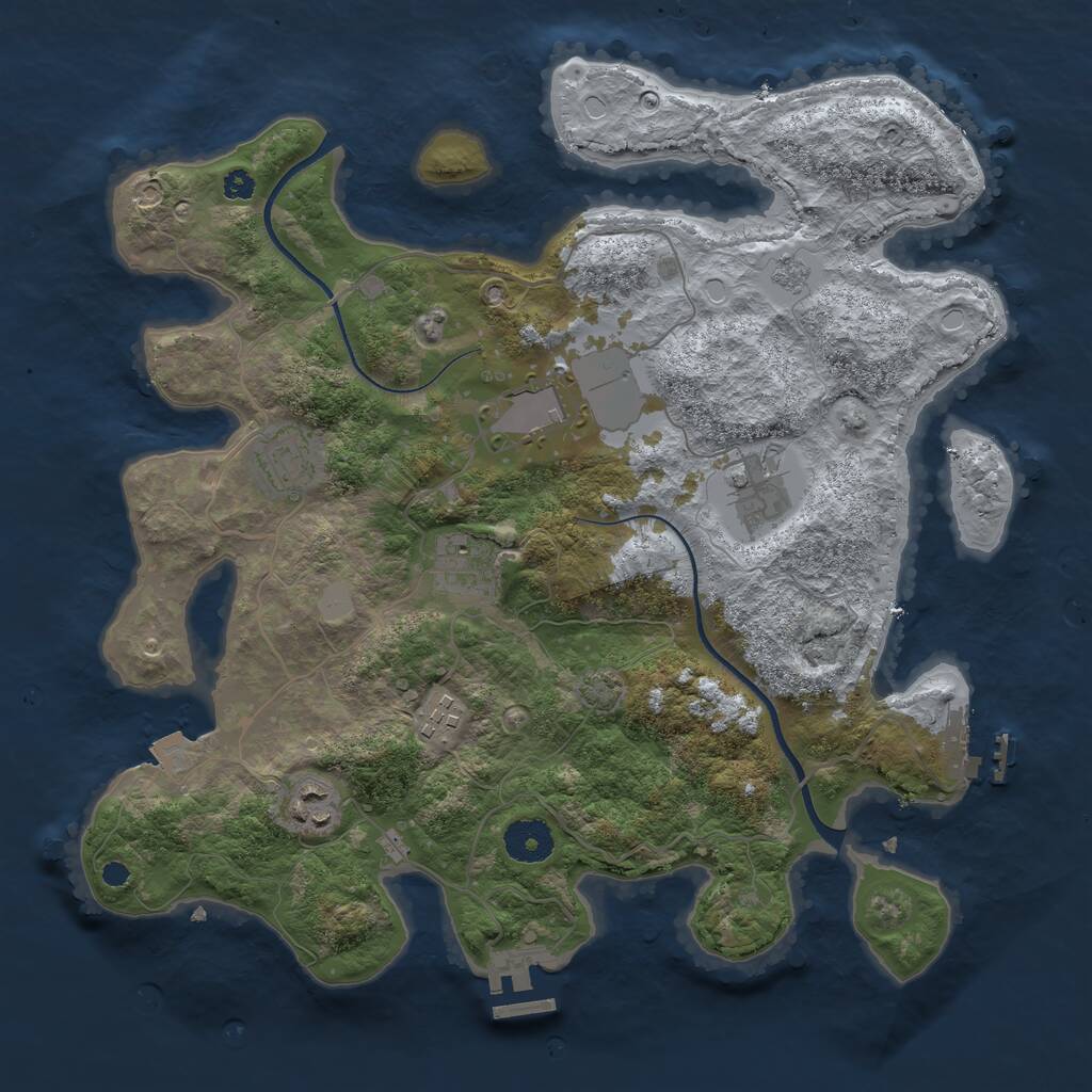 Rust Map: Procedural Map, Size: 3500, Seed: 5252, 11 Monuments