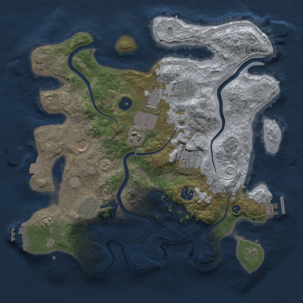 Rust Map: Procedural Map, Size: 3500, Seed: 5252, 14 Monuments